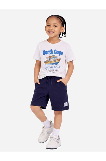 Boys Fishing Boat Print T-Shirt and Shorts Set