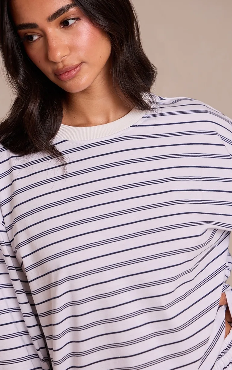Petite Navy Striped Long Sleeved Top - 3
