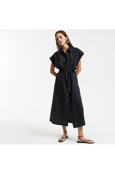 Signatures HeloÃ¯se Linen Dress with Short Sleeves