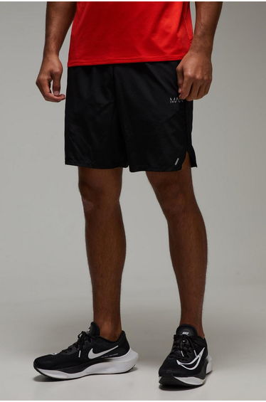 Man Active Perforated Stretch Woven 7inch Shorts - black