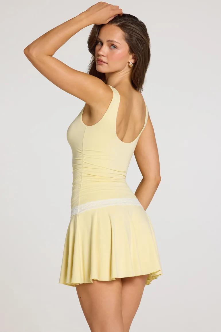 Modal Mini Dress in Pastel Yellow - 3
