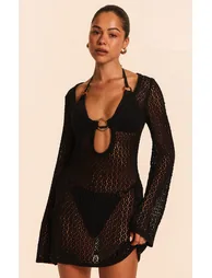 فستان بحر كروشية قصير لون أسود