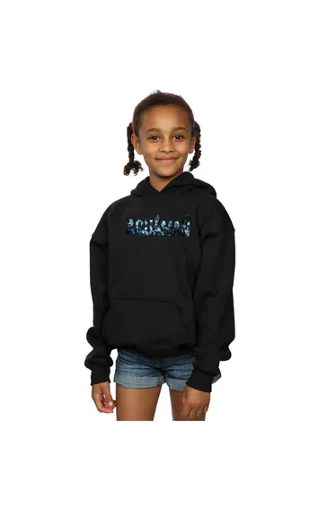 DC Comics Girls Aquaman Text Logo Hoodie - Black