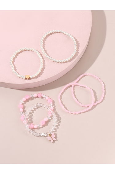 Pack of 6 - Pink Beaded Bracelet