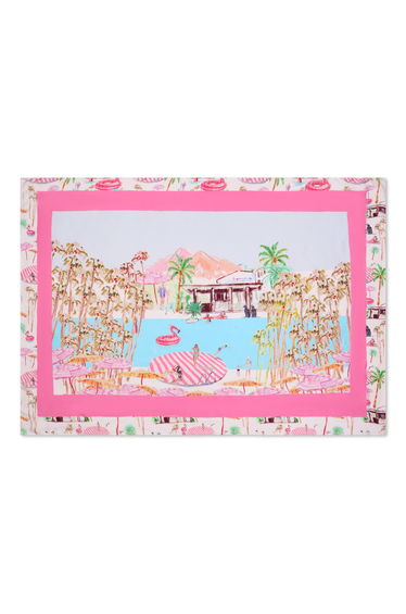 Oblong Pareo Scarf / "Pink Flamingo Club"