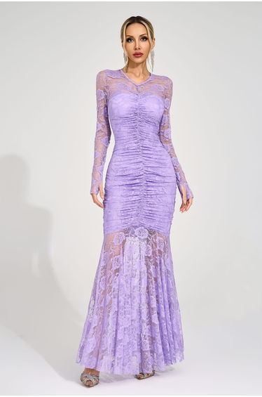 Ragnhild Purple Pleated Maxi Dress