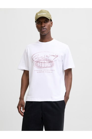 White Cotton Logo Print T-Shirt