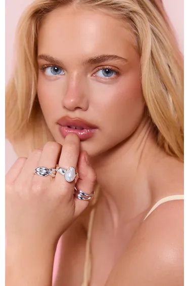 Silver Pearl Twisted Ring Multi Pack