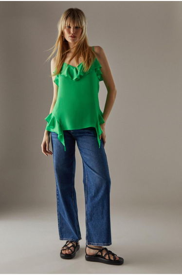 Chiffon Ruffle Tendril Hem Cami Top