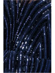 Goddiva Two Toned V Neck Sequin Maxi - Navy - 3