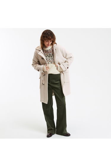 Mid-Length Hooded Duffle Coat in Recycled Wool Mix