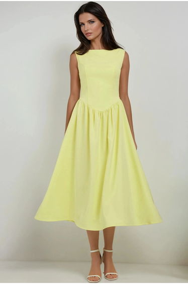 A-Form Midi Dress with Crew Neck