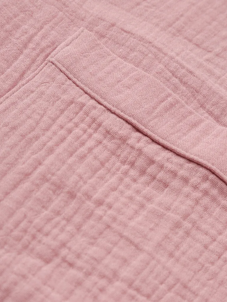 Solid Short Sleeve Button Up Shirt with Pocket - 2