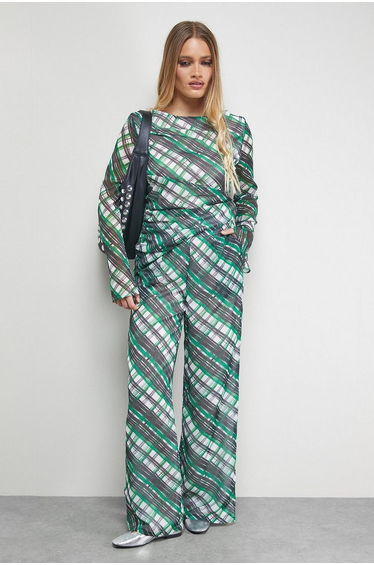 Chiffon Mid Rise Palazzo Leg Trouser