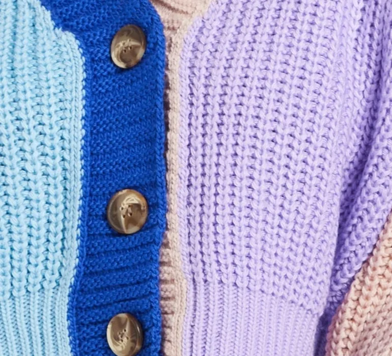 Women's Cardigan in Cool Tones with Ribbed Texture. - 7
