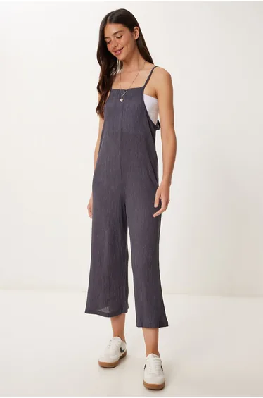 Women's Smoke Strappy Textured Knitted Jumpsuit
