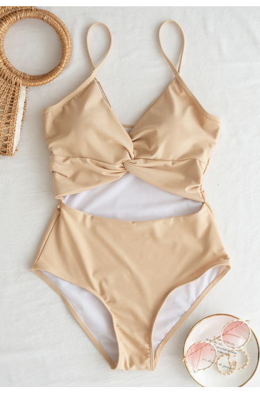 Twist Cutout Front Cami One-Piece Swimsuit