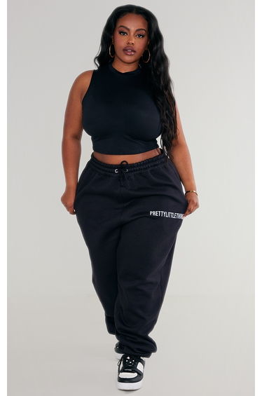 Plus Black Soft Touch High Neck Crop Top