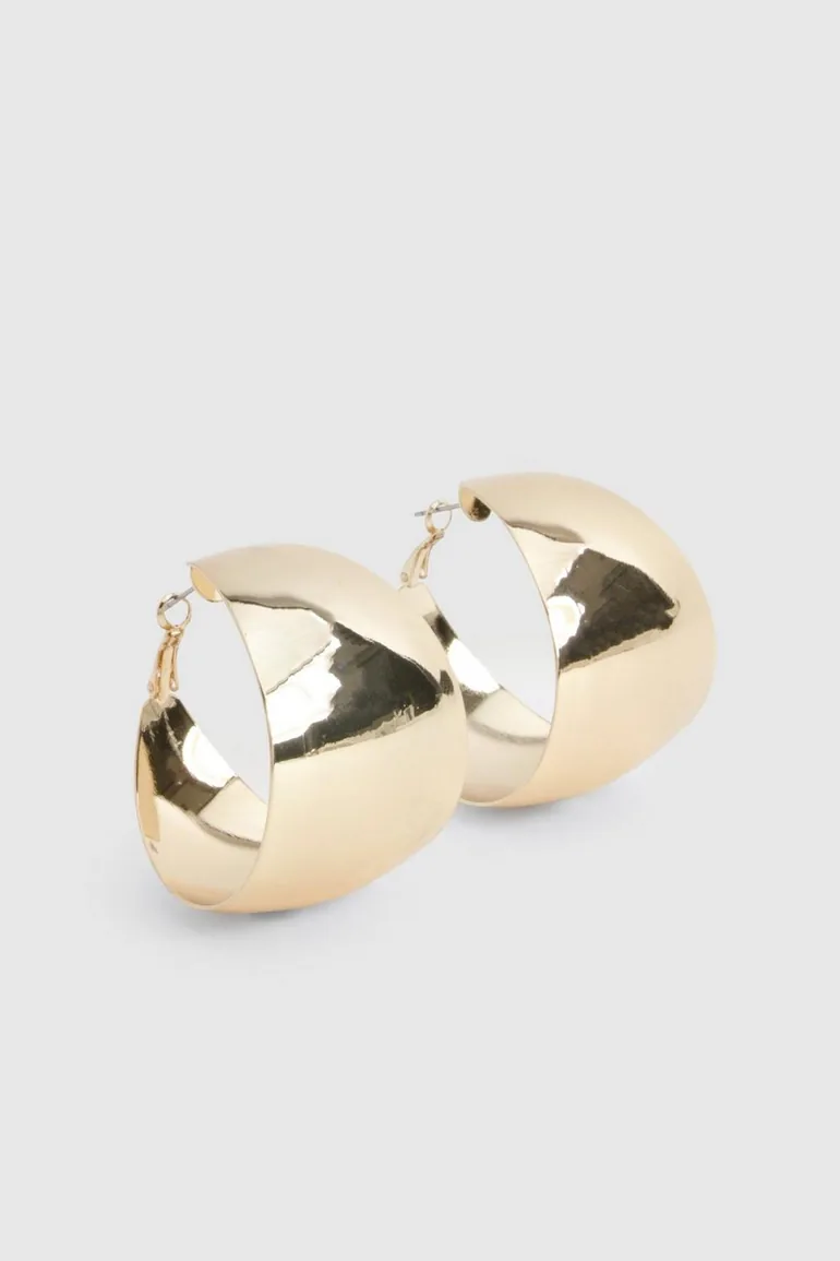 Oversized Chunky Hoop Earrings - gold - 1