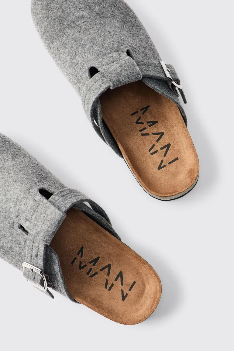 Felt Buckle Mule - grey - 3