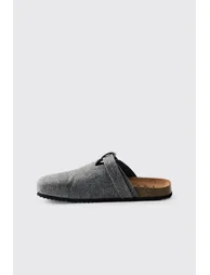 Felt Buckle Mule - grey - 1