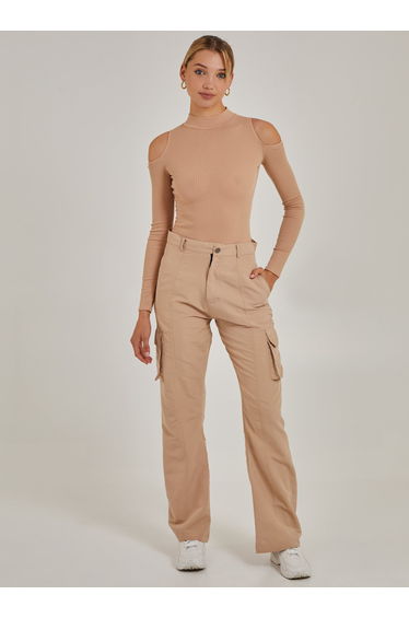 Cold Shoulder Ribbed Bodysuit