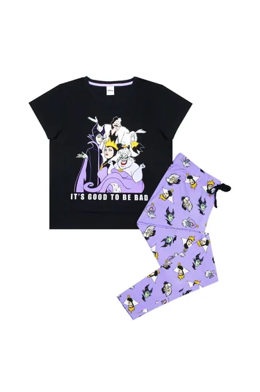Disney Womens/Ladies Its Good To Be Bad Villains Pyjama Set - Black/Lilac