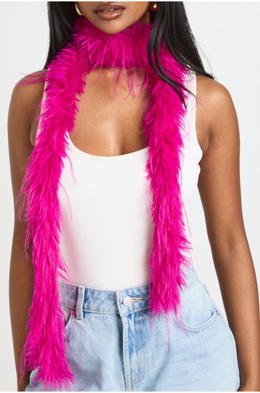 Pink Faux Feather Boa - pink
