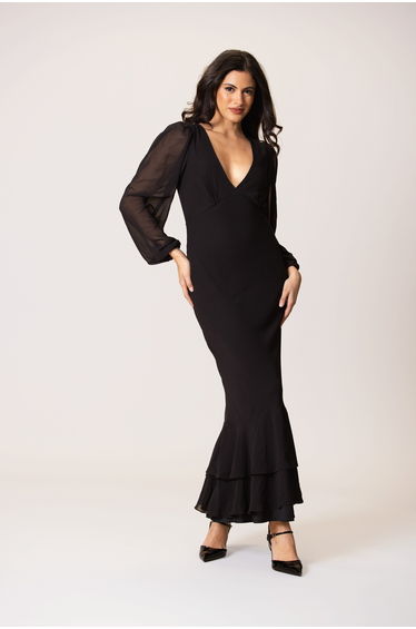 Keziah Chiffon Maxi Dress in Black