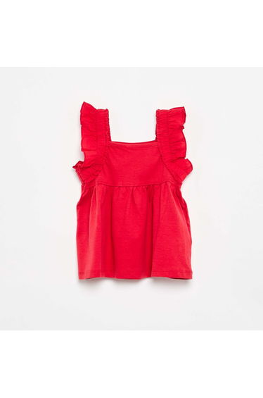 Ruffled Strappy T-shirt RED