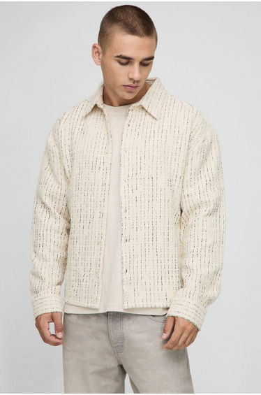 Regular Textured Boucle Overshirt