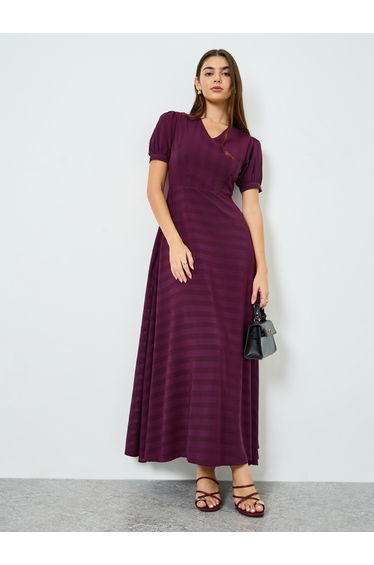 Women Magenta Self-Design Maxi Dress