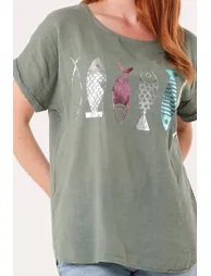 Fish Iridescent Print Top