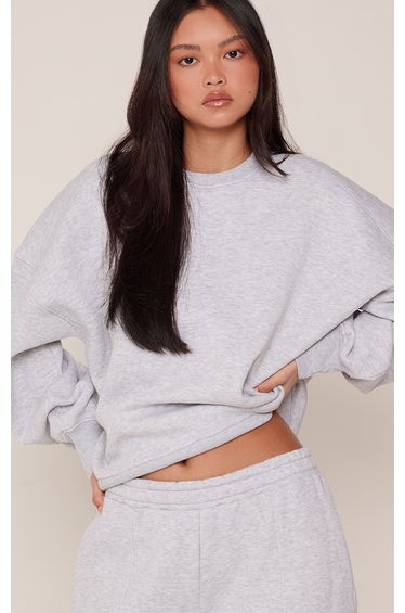 Ash Grey Balloon Sleeve Oversized Sweatshirt