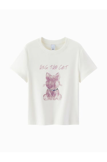 Women's Cat Graphic Short Sleeve T-Shirt