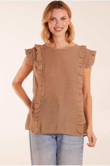 Button Back Frill Top
