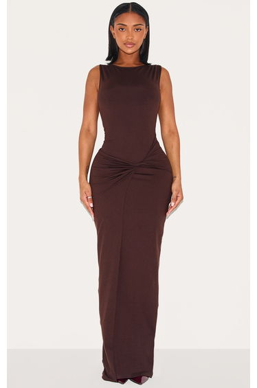 Shape Chocolate Sculpt Boat Neck Wrap Waist Maxi Dress