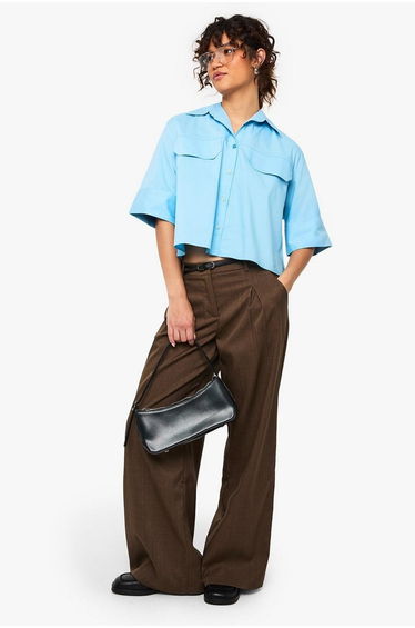 Cotton Crop Shirt - blue