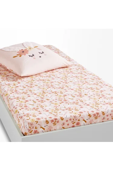 Flower Bunny Organic Cotton Child's Fitted Sheet