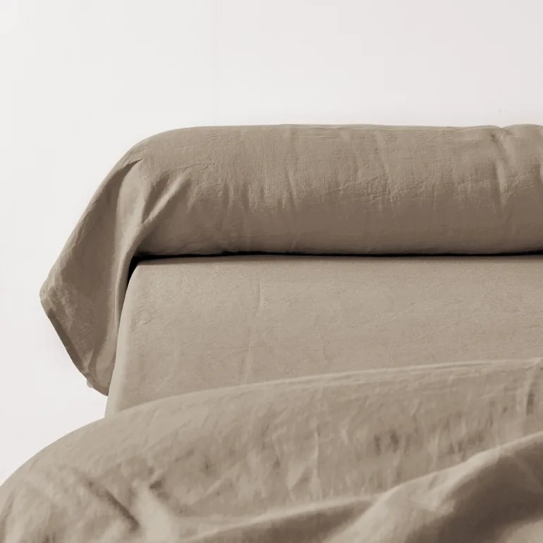 WASHED LINEN Plain Pillowcase or Bolster Case - 3