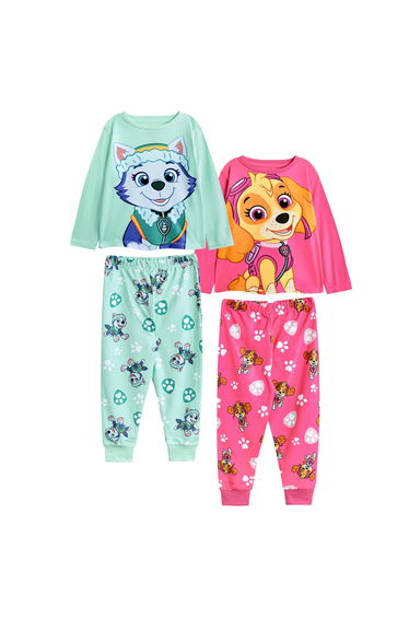 Paw Patrol Girls Skye & Everest Long-Sleeved Long Pyjama Set (Pack of 2) - Sky Blue/Pink