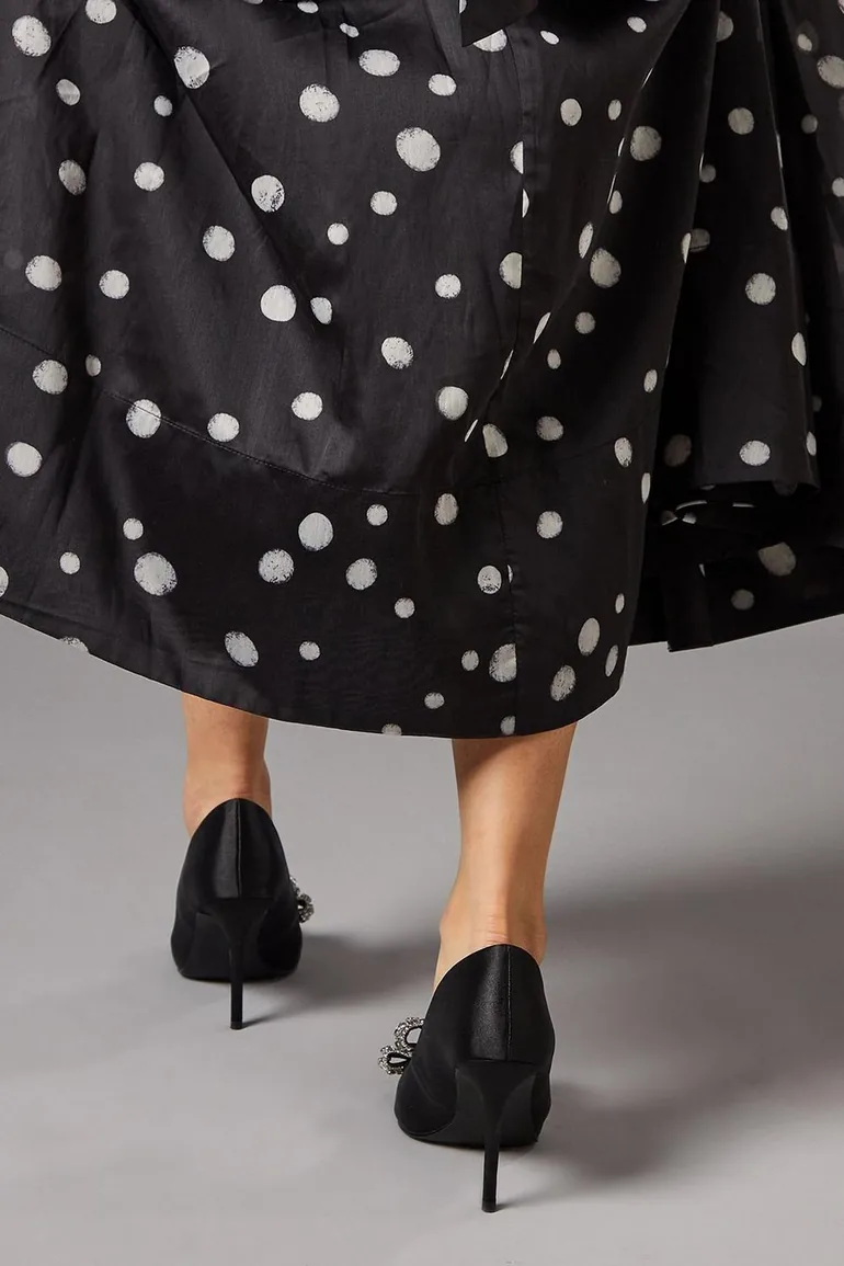 Wide Fit Tania Satin Embellished Bow High Heel Stiletto Court Shoes - 3