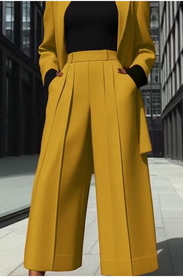 High Waisted Wide Leg Solid Color Split-Joint Pants Trousers
