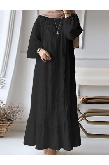 Women Black Textured Cuffed Sleeves Jalabiya