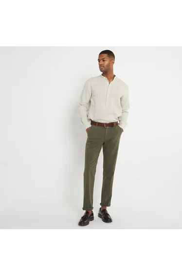 قميص كتان بياقة مندرين 