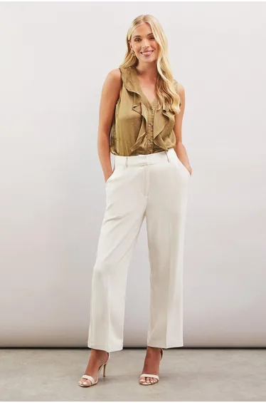 Petite Hotfix Ruffle Sleeveless Blouse