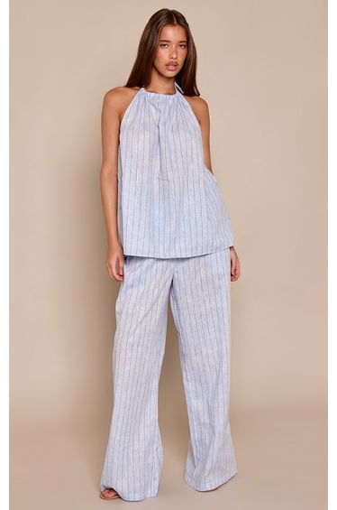 Blue Stripe Slouchy Trousers Co-ord