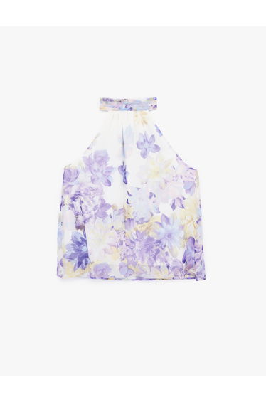 Floral Halter Neck Chiffon Blouse