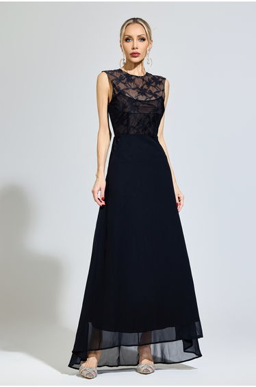 Plato Black Lace Formal Dress