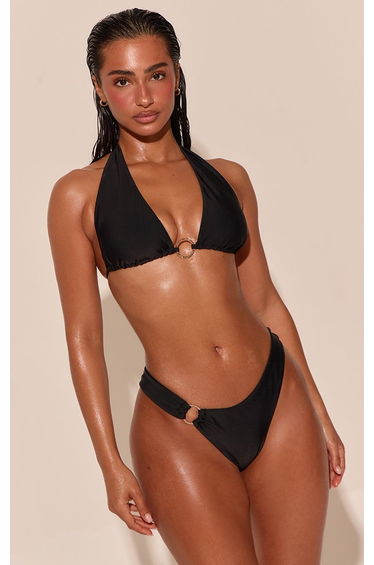 Black Gold Ring Tanga Bikini Bottoms